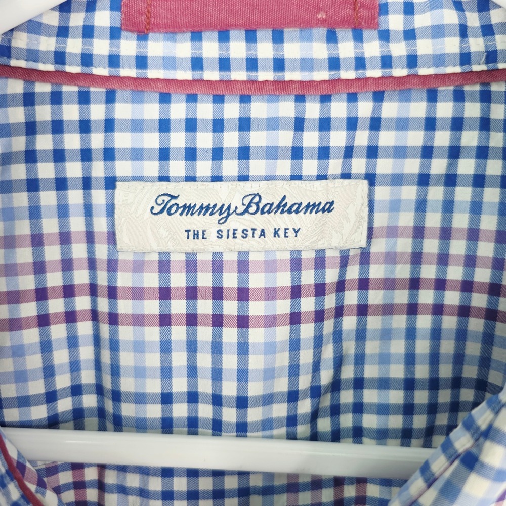 Tommy Bahama The Siesta Key Mens XL Blue Purple Gingham Check Button Down Shirt - Picture 3 of 10